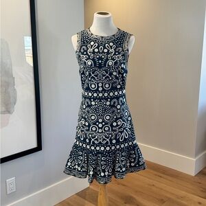 Alice + Olivia Rapunzel Denim Embroidered Dress